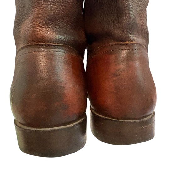 Frye Heath Outside Zip Leather Boots, Maple Brown, Sz 9 - Picture 10 of 16